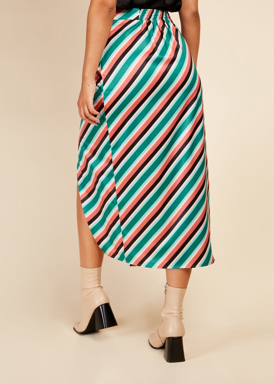 Little Mistress Multicoloured Stripe Midaxi Skirt