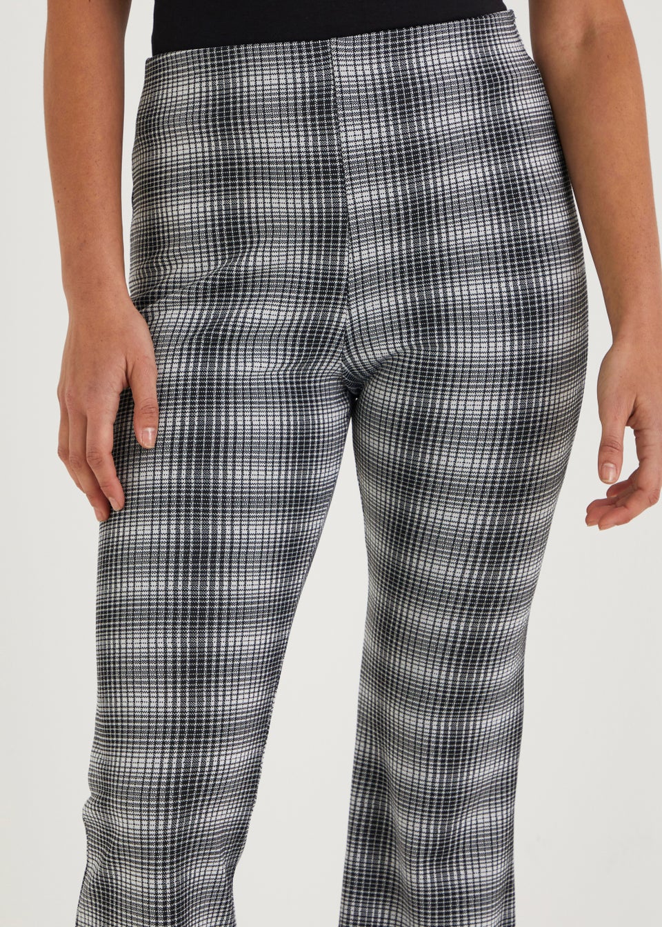 Plus Size Purple Check Leggings | Yours Clothing