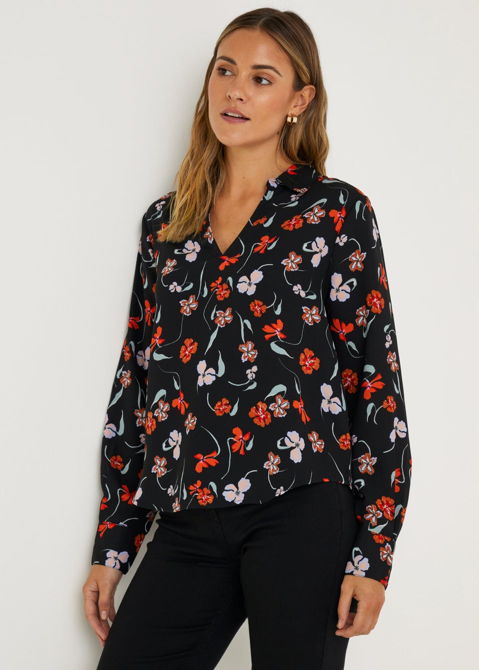 Black floral shirt womens outlet