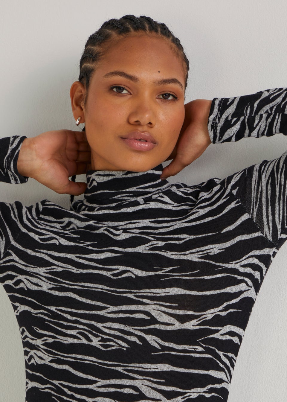 JDY Lina Black & Grey Long Sleeve Dress Matalan