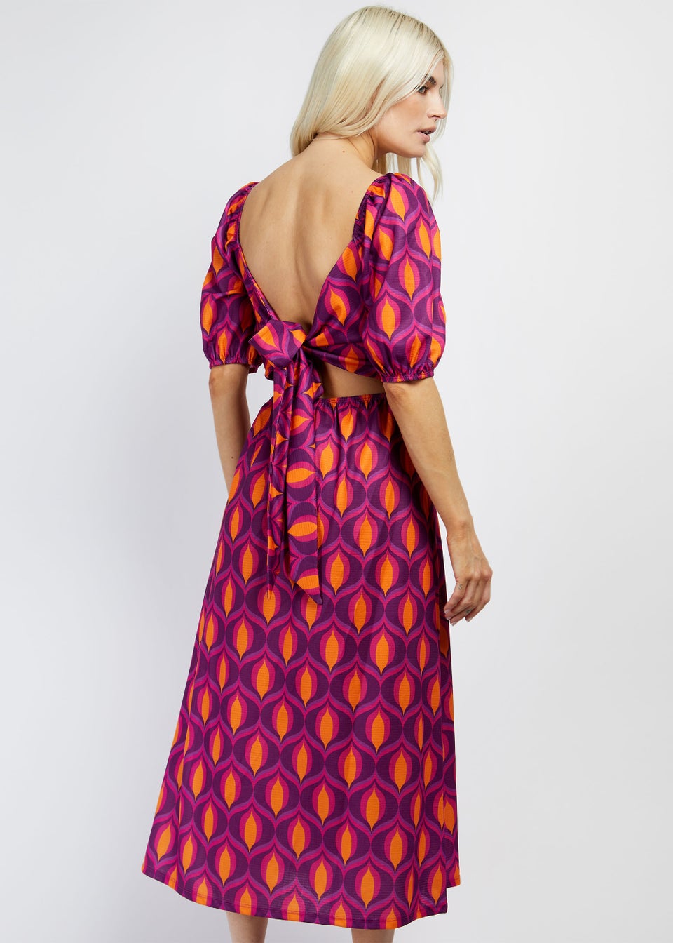 Girls on Film by Dani Dyer Purple Geo Midaxi Dress