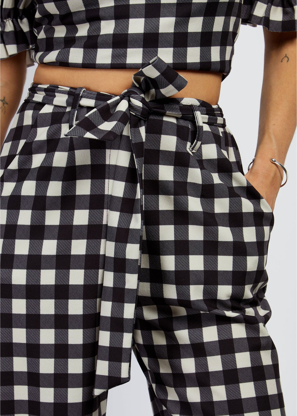High waist deals gingham trousers
