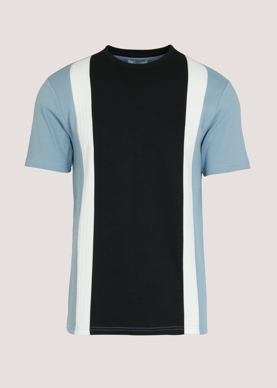 T&W Blue & White Square Panel T-Shirt