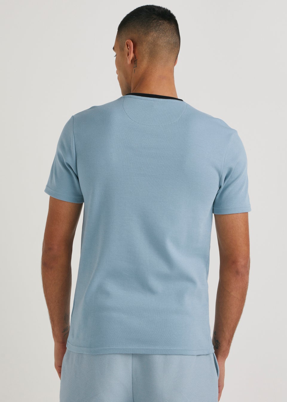 T&W Blue & White Square Panel T-Shirt
