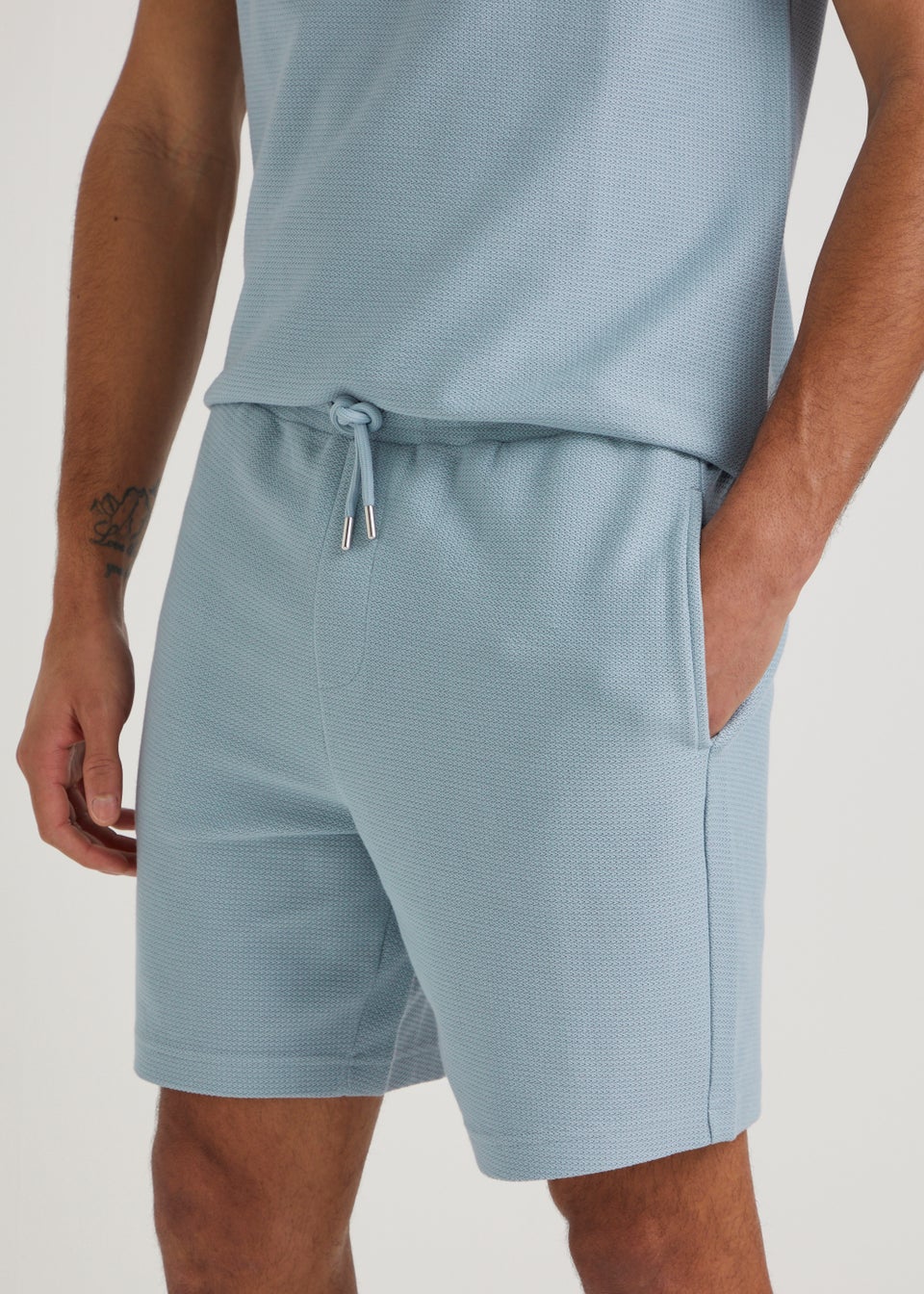 T&W Blue Paris Textured Shorts