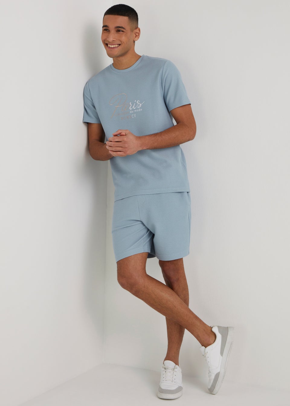 T&W Blue Paris Textured T-Shirt