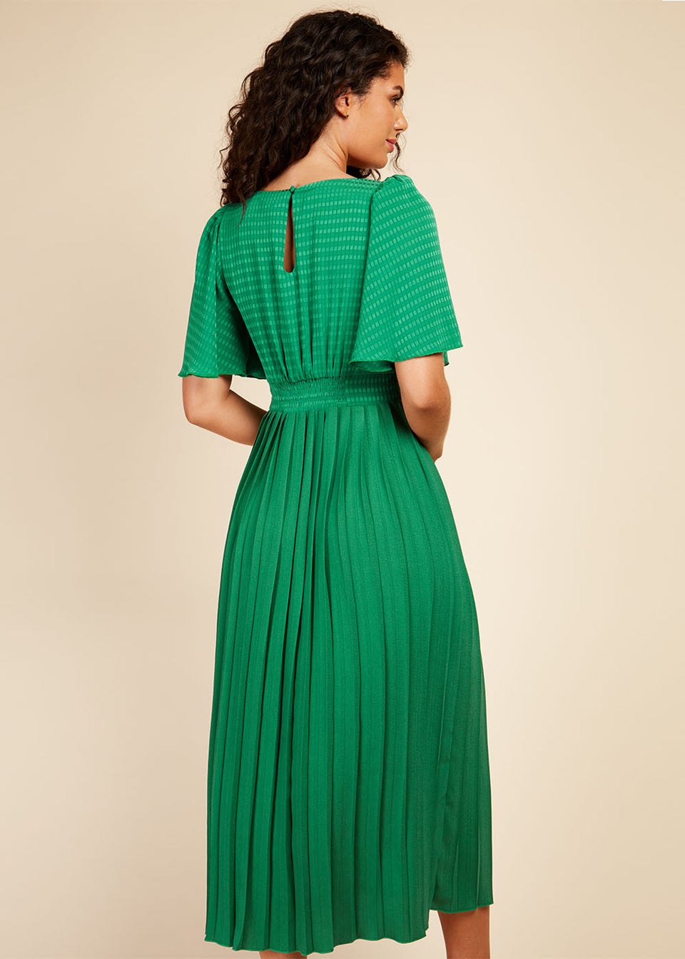 Little Mistress Green Square Neck Midaxi Dress