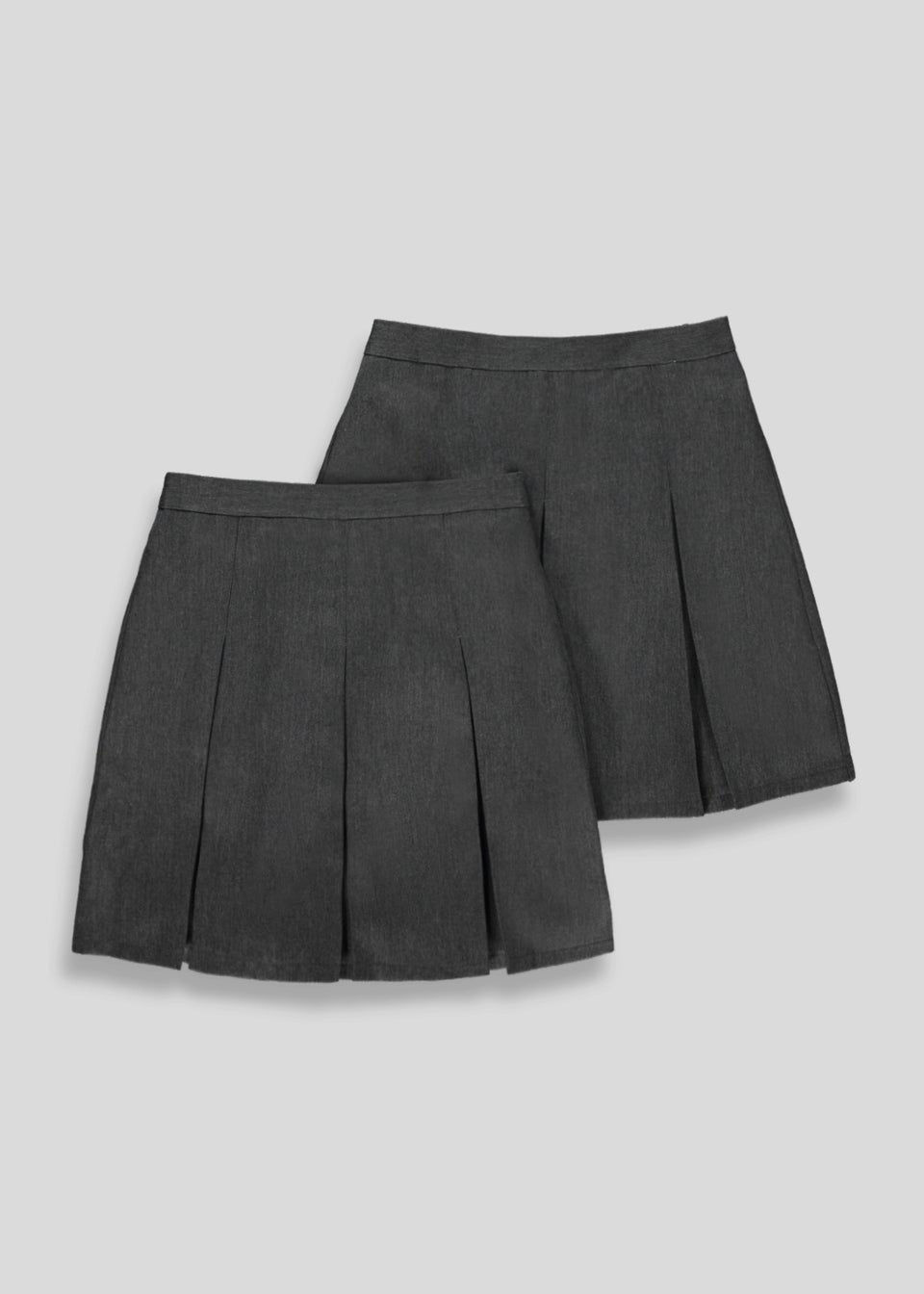 Girls 2 Pack Grey Box Pleat School Skirts (3-16yrs)