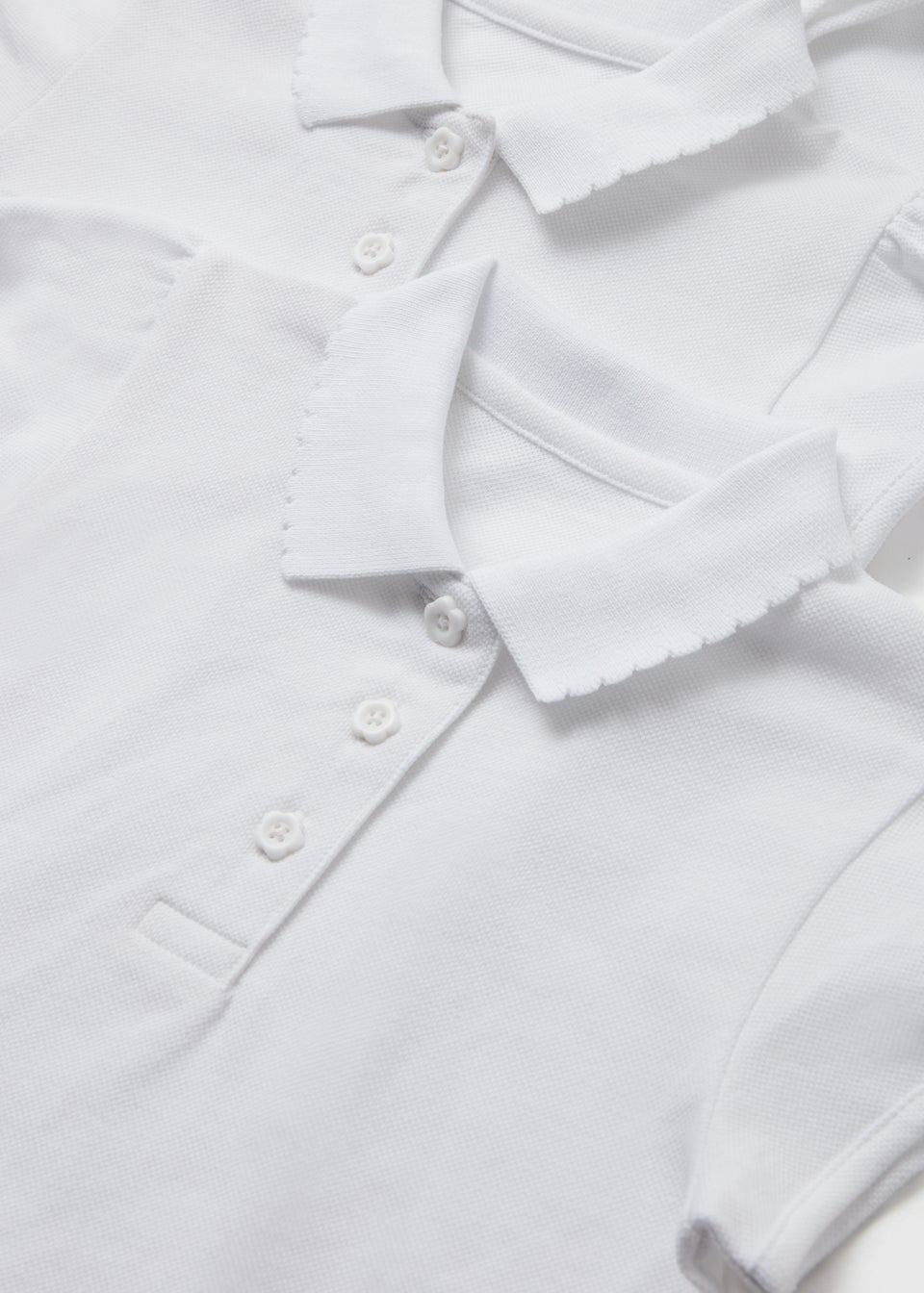 Girls 5 Pack White Scallop Collar School Polo Shirts (3-13yrs)