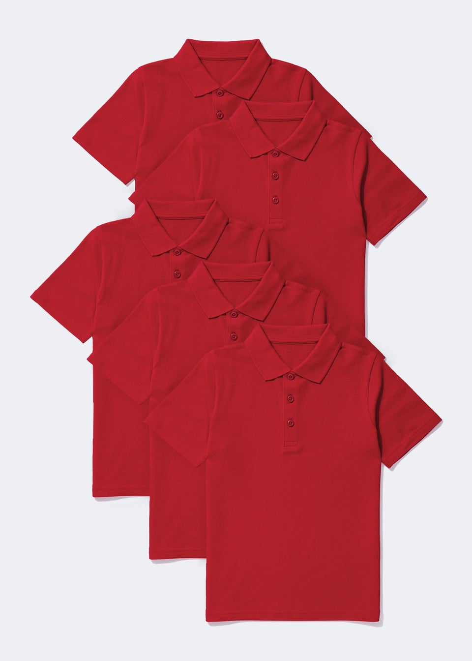Kids 5 Pack Red School Polo Shirts (3-13yrs)