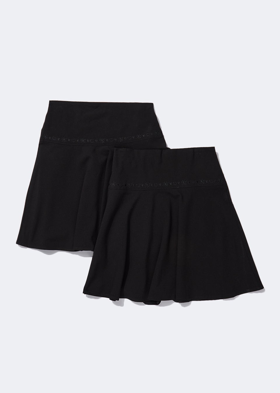 Girls 2 Pack Black Flippy School Skirts (3-13yrs)