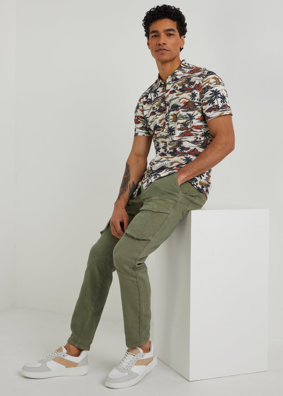 Khaki Slim Fit Cargo Trousers  Matalan