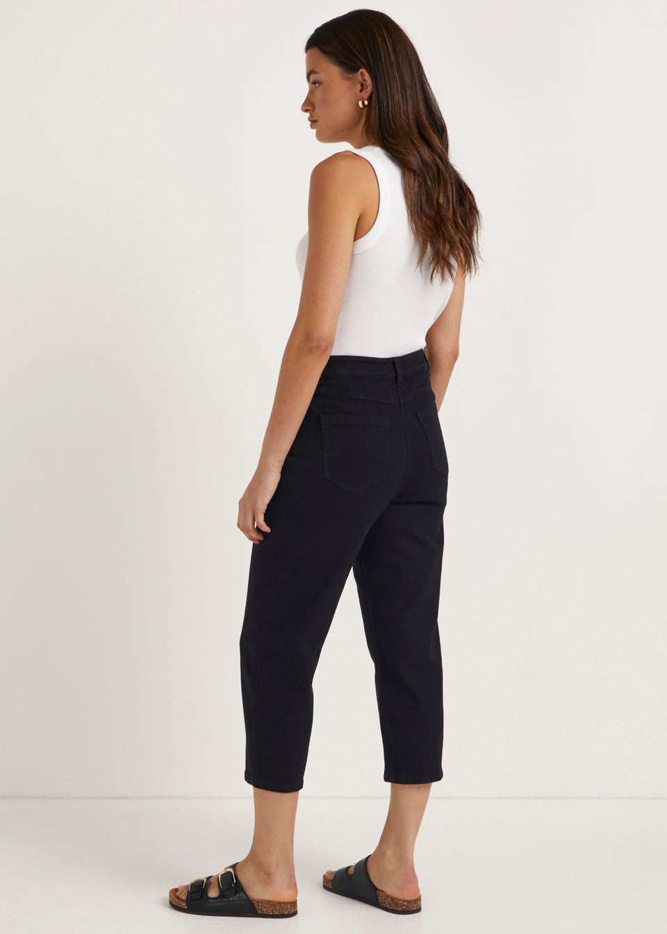 Grace Black Straight Fit Cropped Jeans