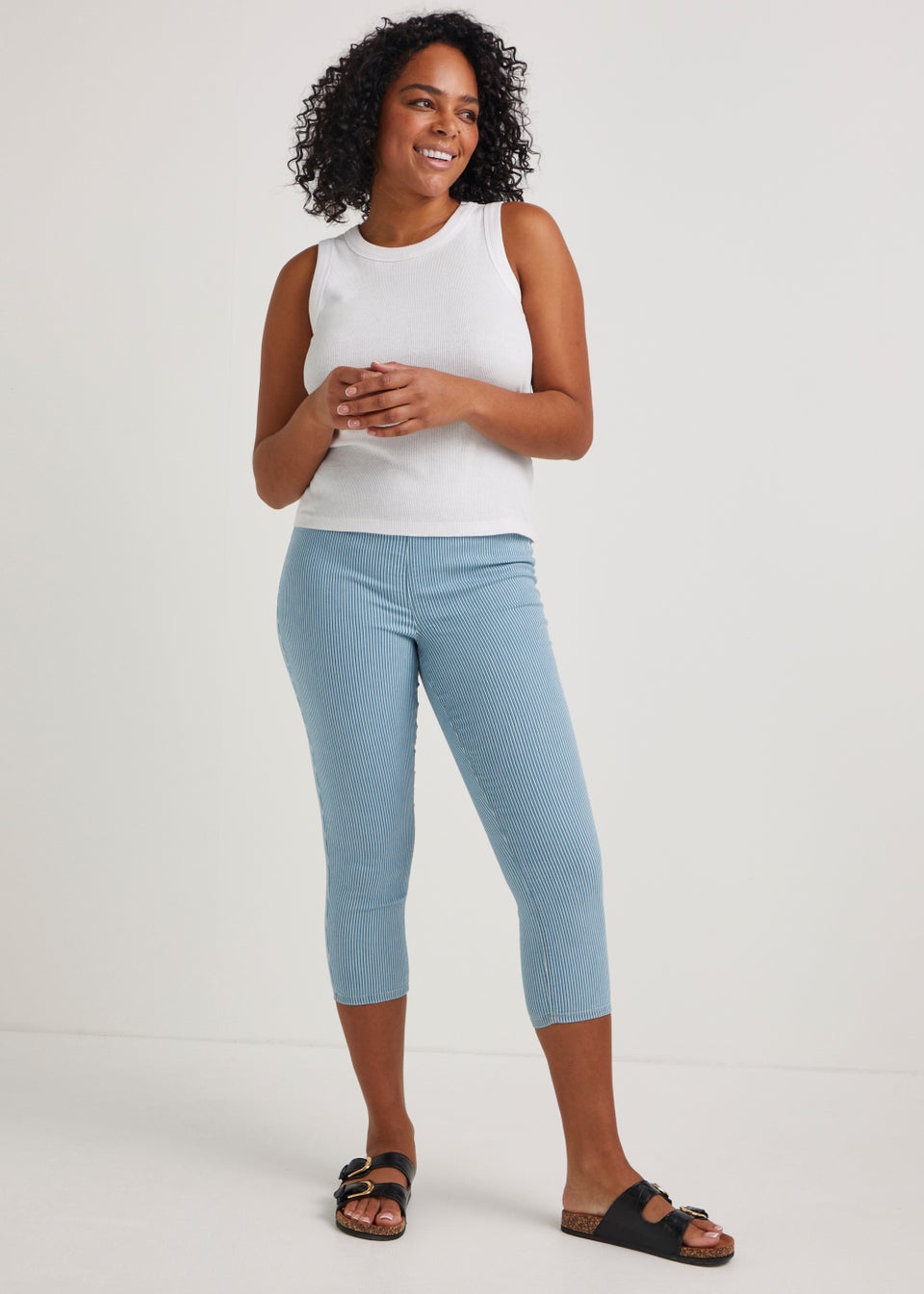 Rosie Blue Stripe Cropped Pull On Jeggings - Matalan