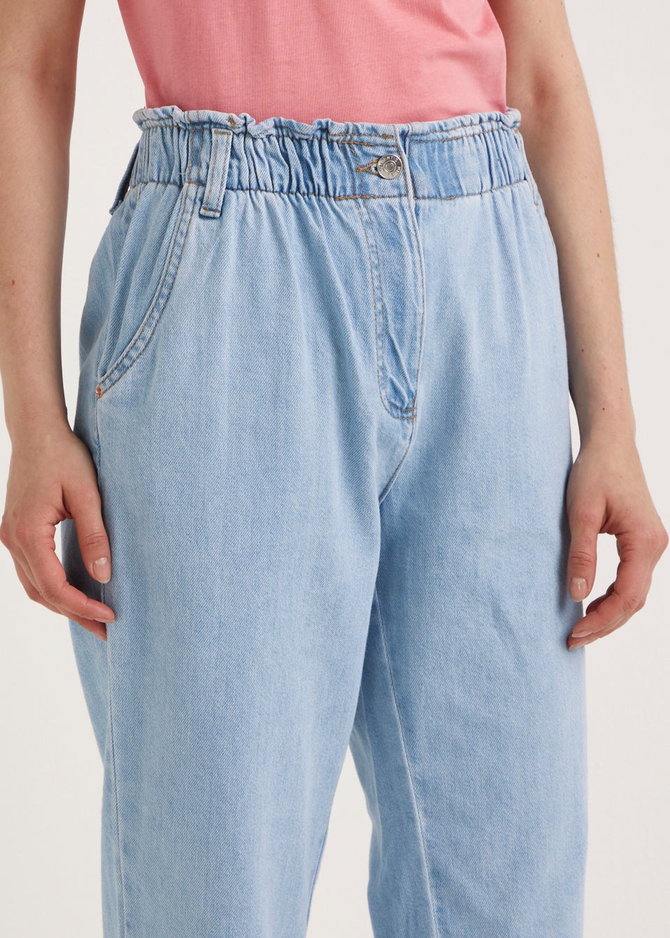 Light wash paperbag jeans clearance