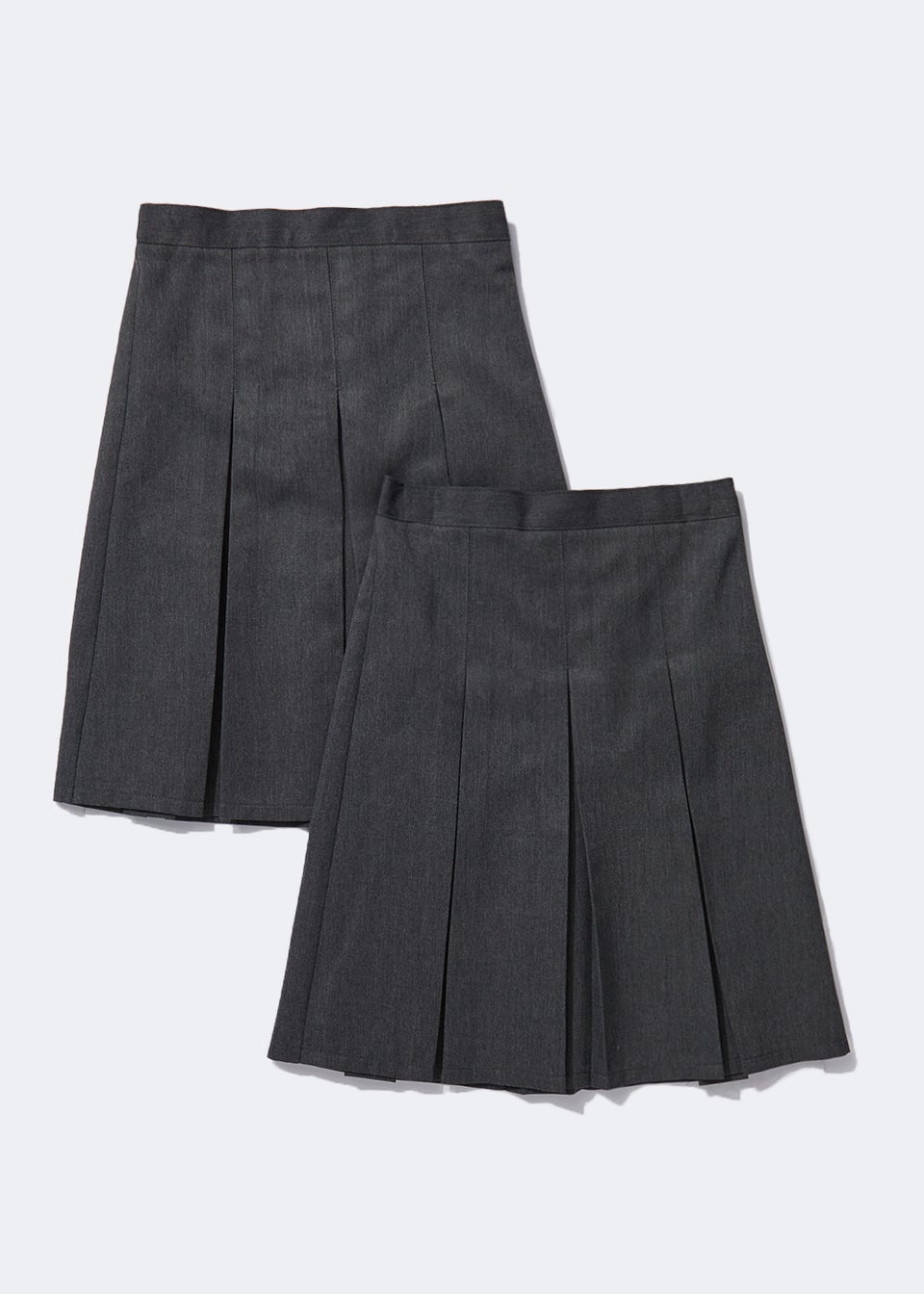 Girls 2 Pack Long Length Box Pleat School Skirts (3-16yrs)