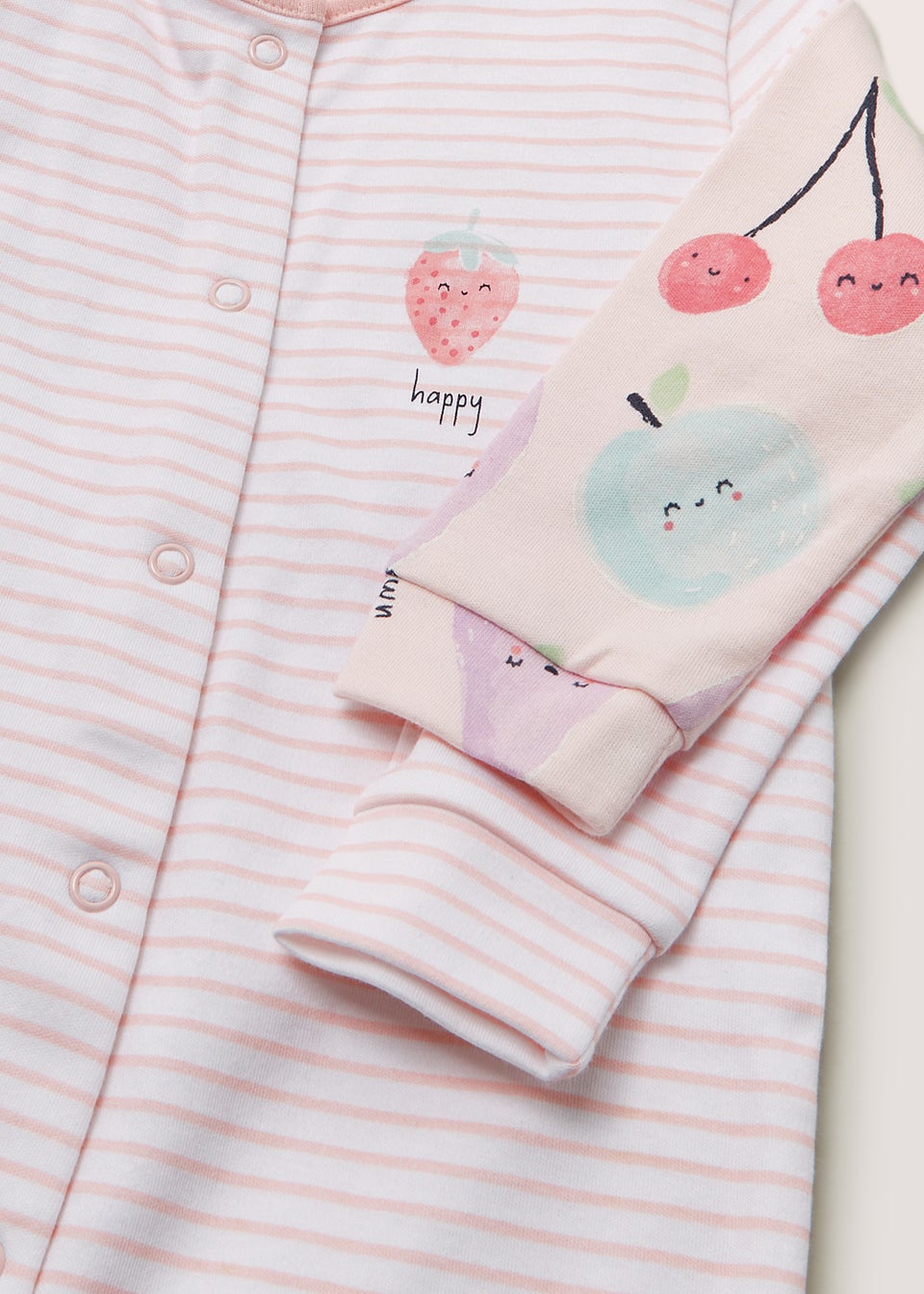 Baby 2 Pack Pink Fruit Sleepsuits (Newborn-23mths)