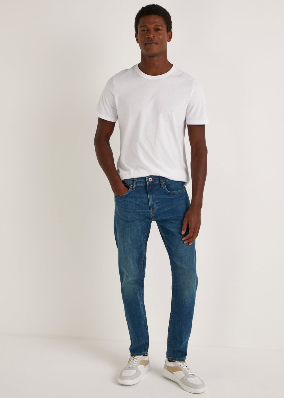 Green Wash Slim Fit Tapered Jeans - Matalan