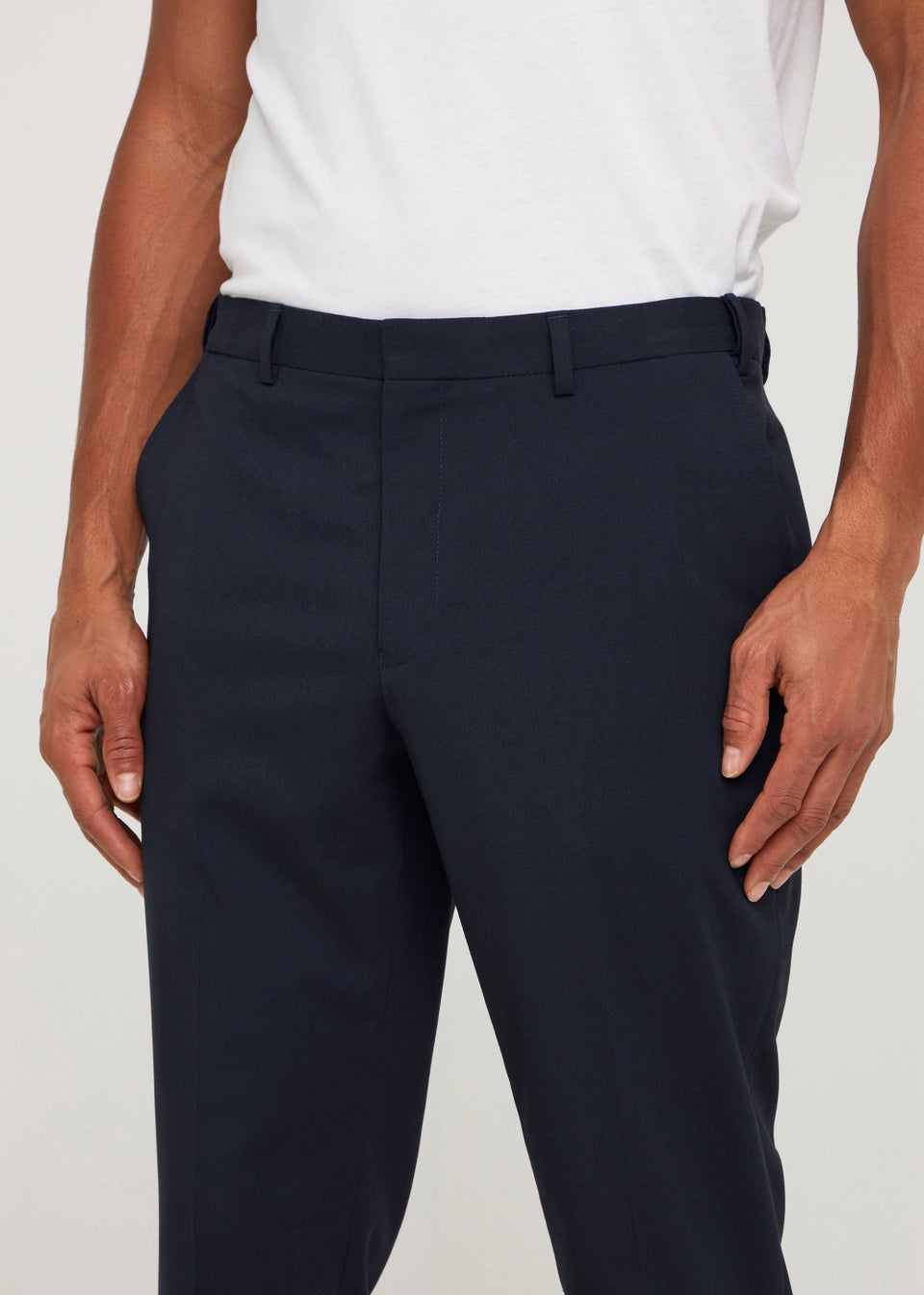 Taylor & Wright Navy Slim Fit Flexi Waist Trousers - Matalan