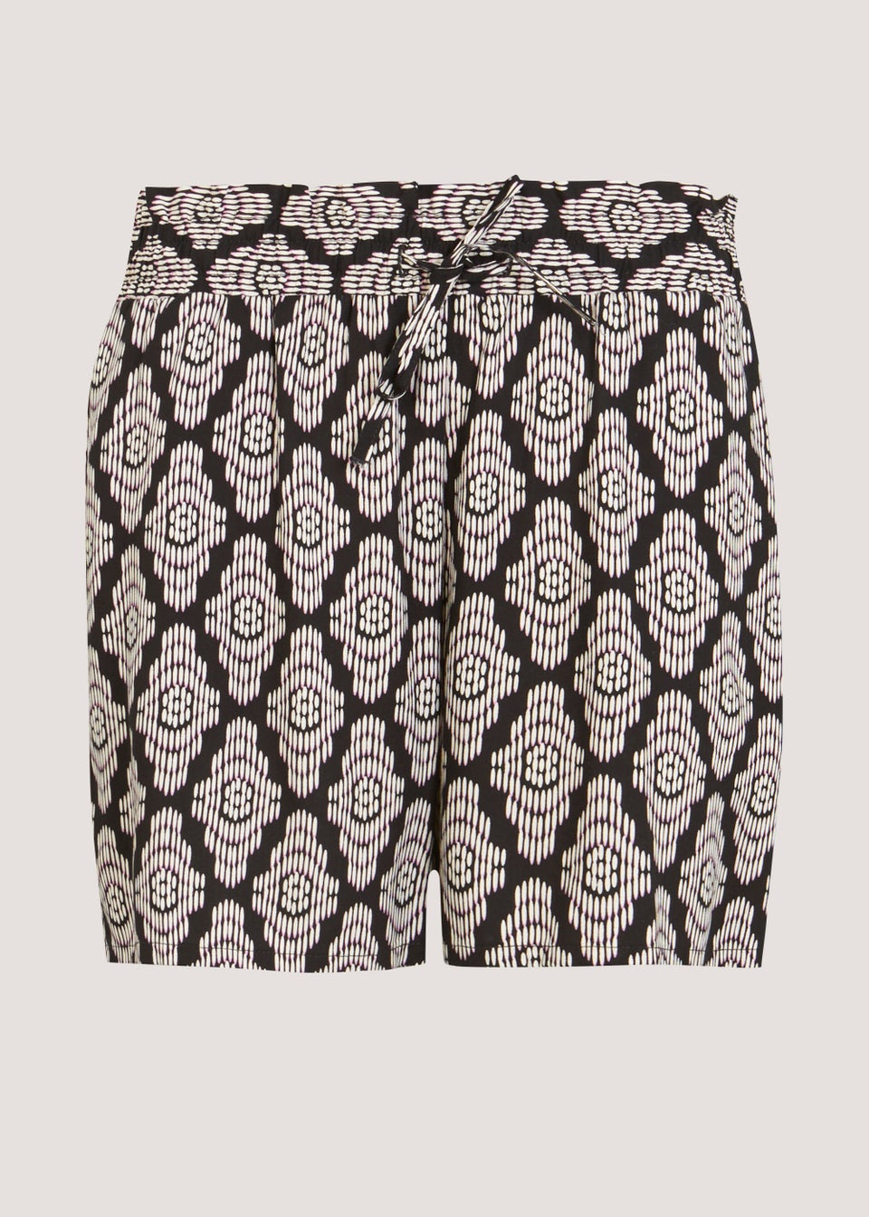 Black & White Print Tie Waisted Shorts