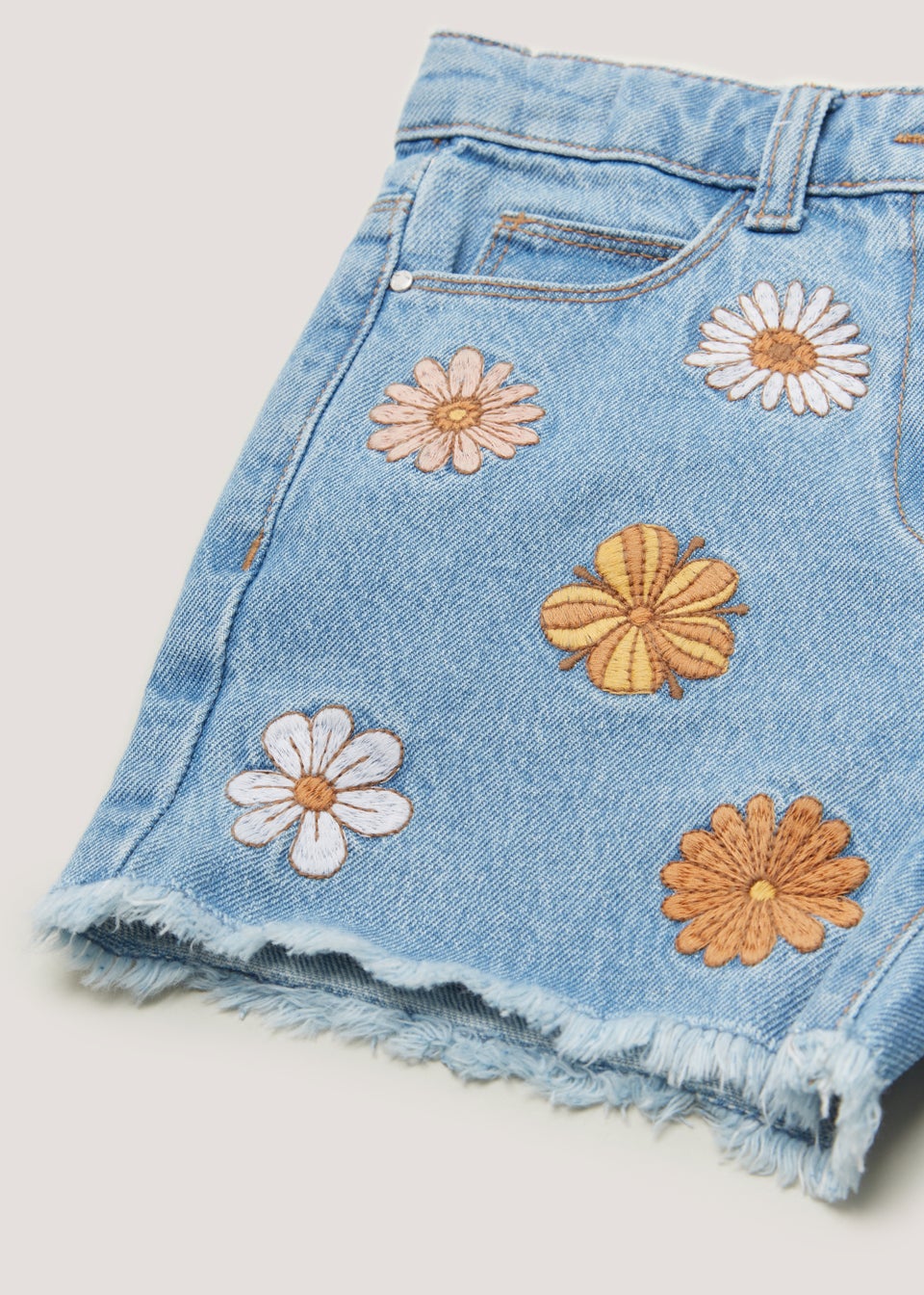 Denim flower shorts cheap