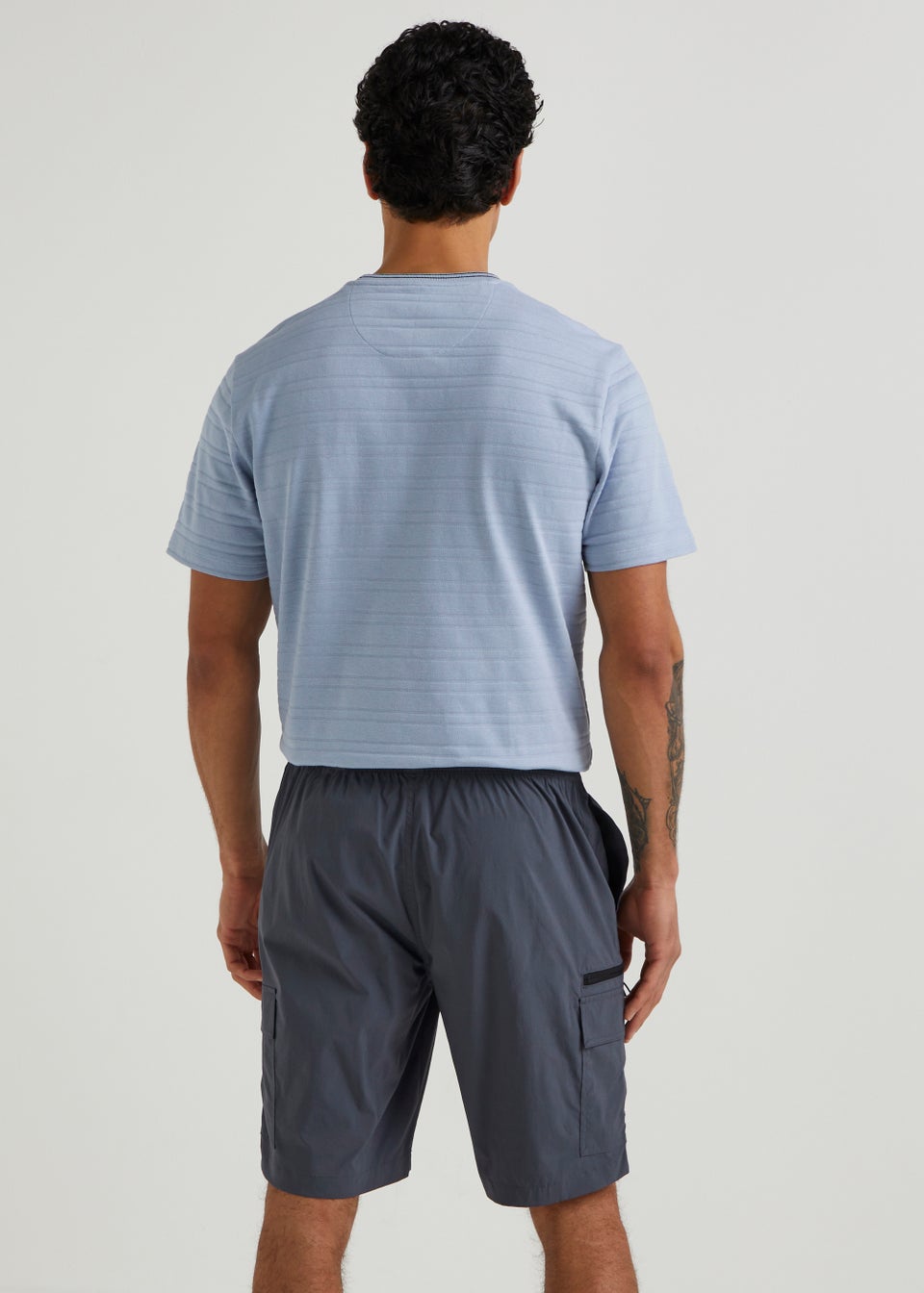 Blue Drawstring Cargo Shorts