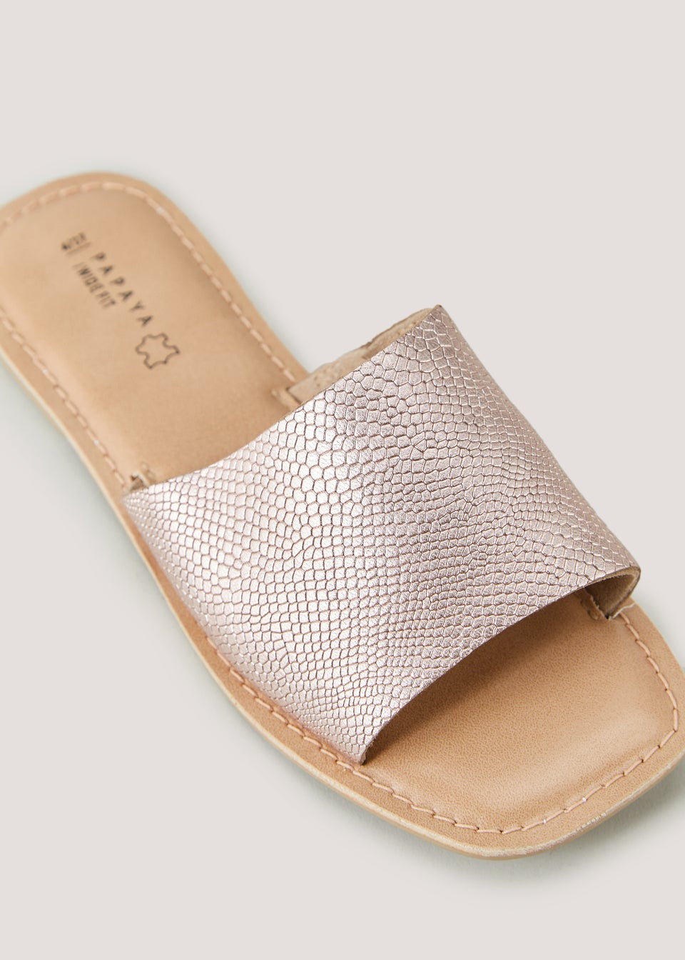 Rose Gold Wide Fit Leather Mules Matalan