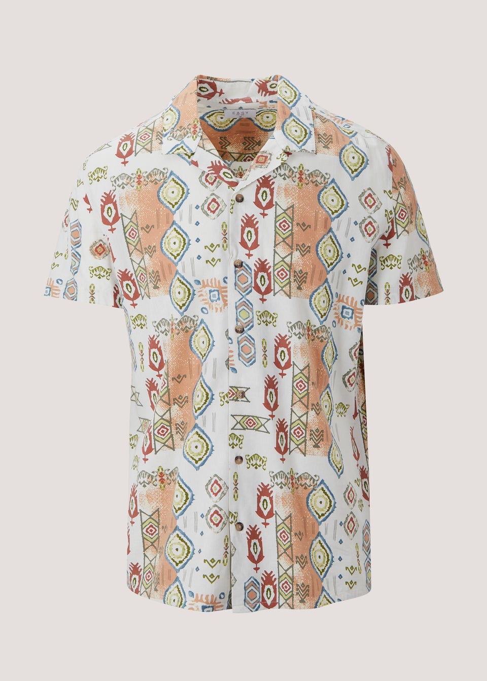White Aztec Print Short Sleeve Shirt