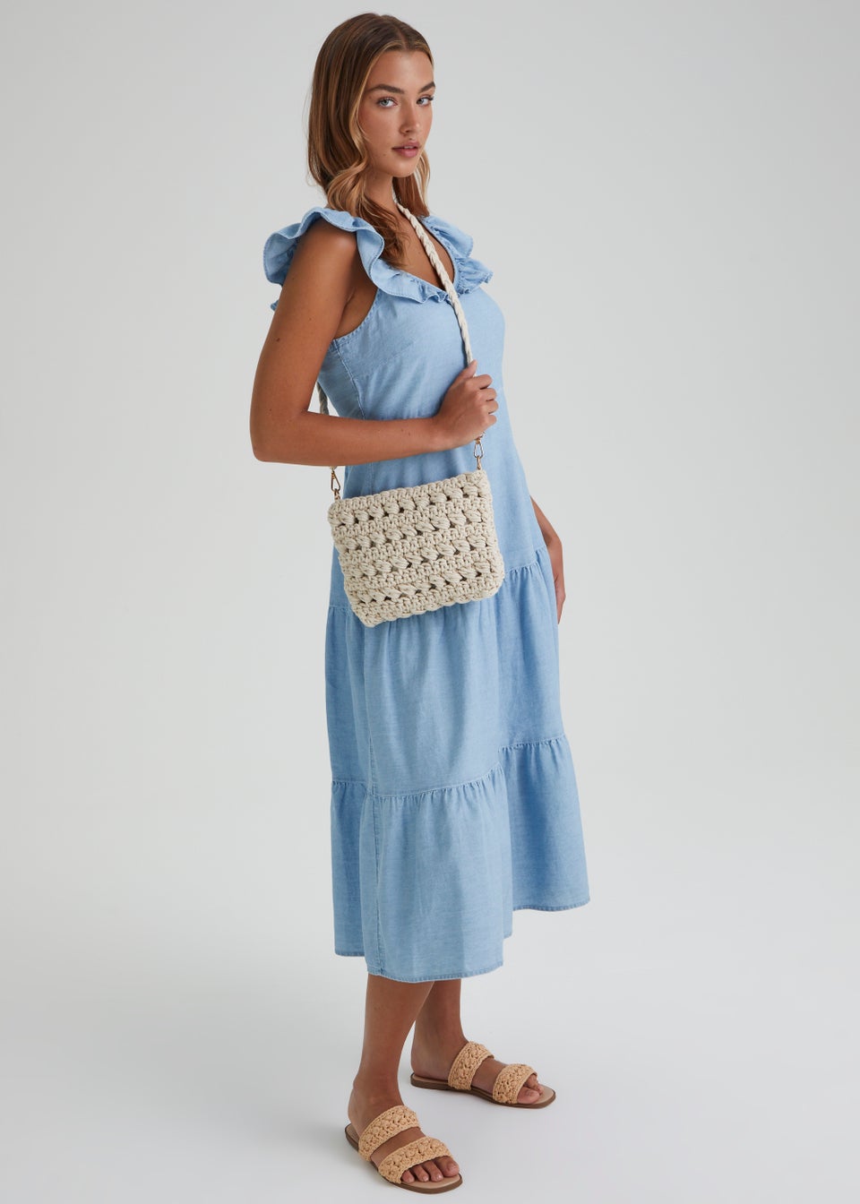 Natural Macrame Cross Body Bag