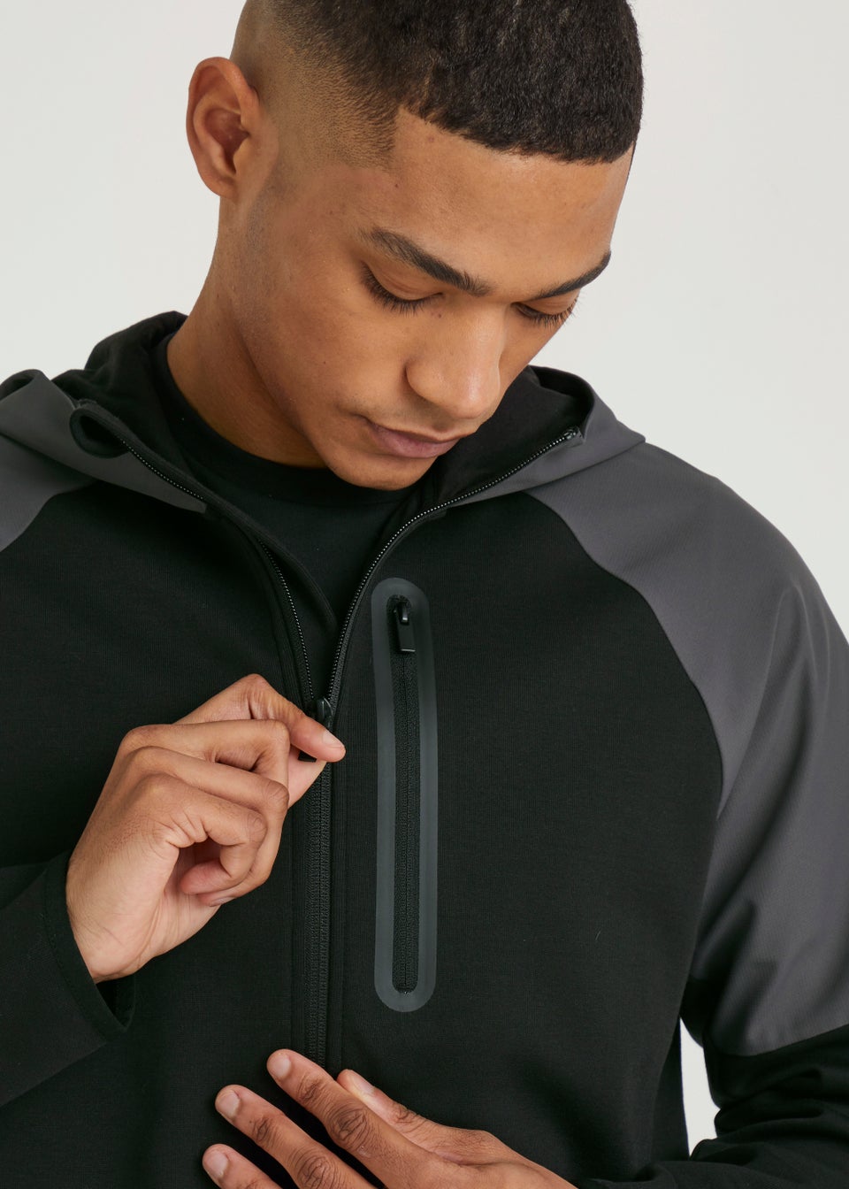 US Athletic Black Bonded Zip Up Hoodie