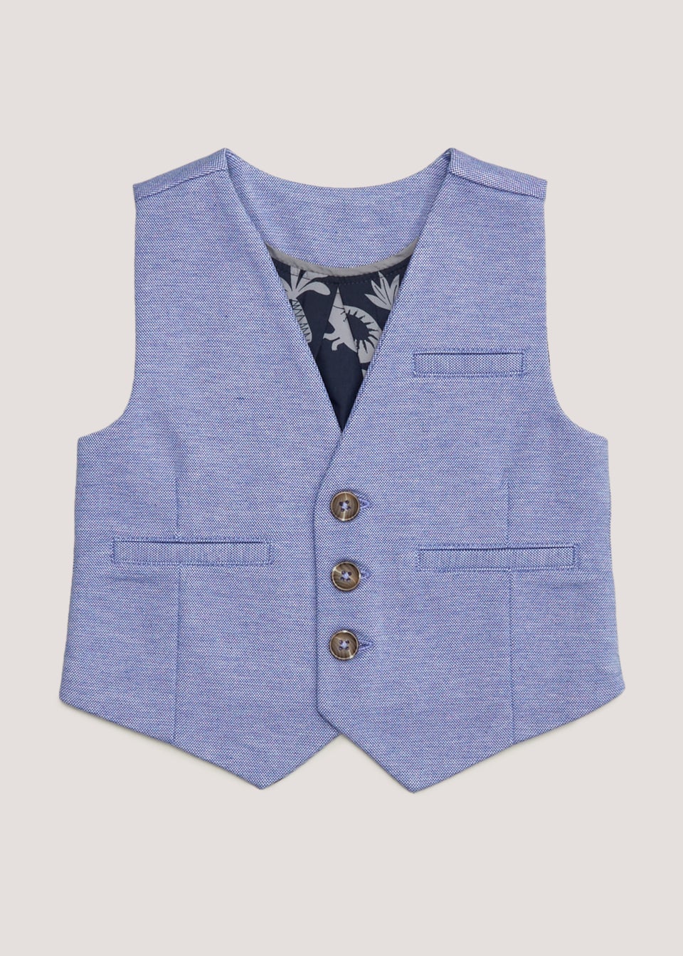 Boys Mini Me Blue Smart Jersey Waistcoat 9mths 4yrs Matalan