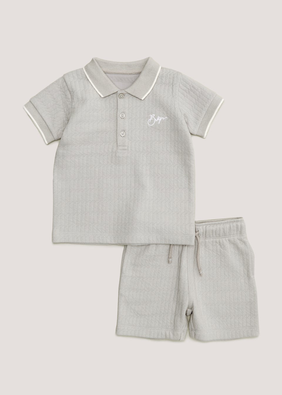 Grey polo shirt and shorts top