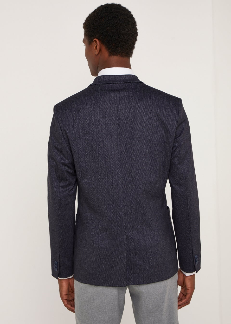 Taylor & Wright Williams Navy Herringbone Jersey Blazer