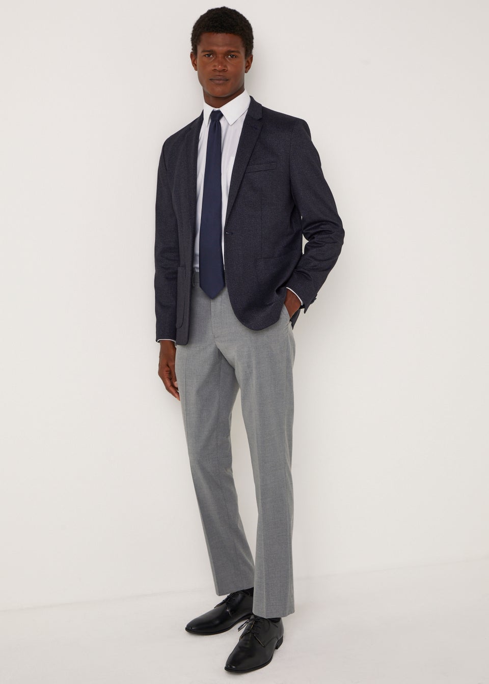 Taylor & Wright Williams Navy Herringbone Jersey Blazer