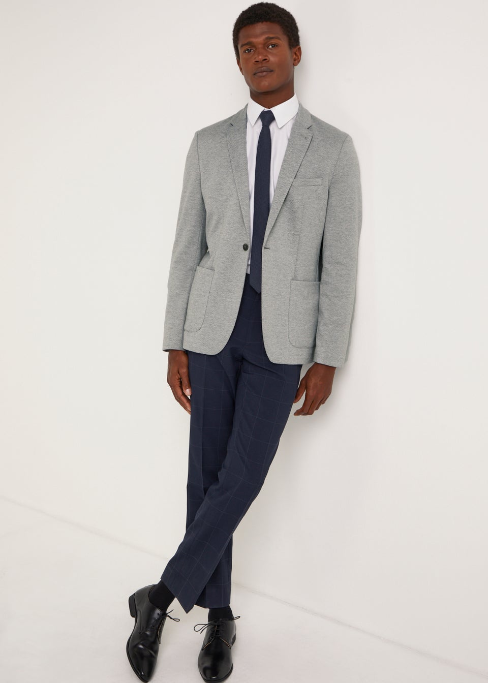 Taylor & Wright Butler Grey Herringbone Jersey Blazer