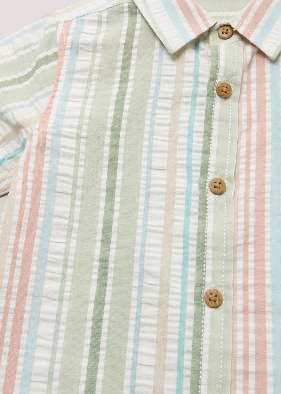 Boys Mini Me Pastel Stripe Seersucker Shirt (9mths-4yrs)