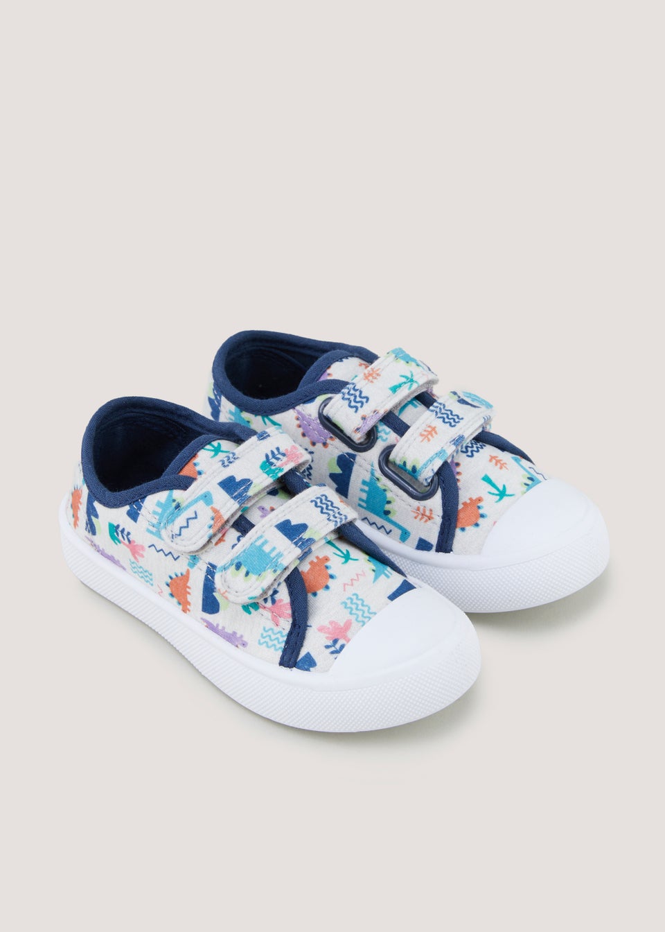 Boys Grey Dinosaur Strap Canvas Pumps Younger 4 12