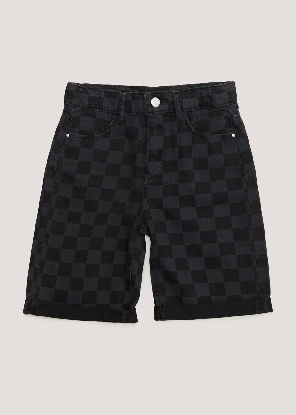 Boys Black Checkerboard Shorts 4 13yrs