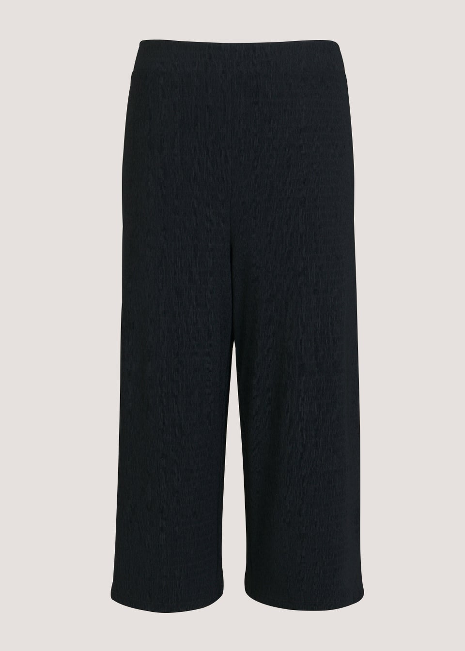 Papaya Curve Black Plisse Cropped Trousers - Matalan