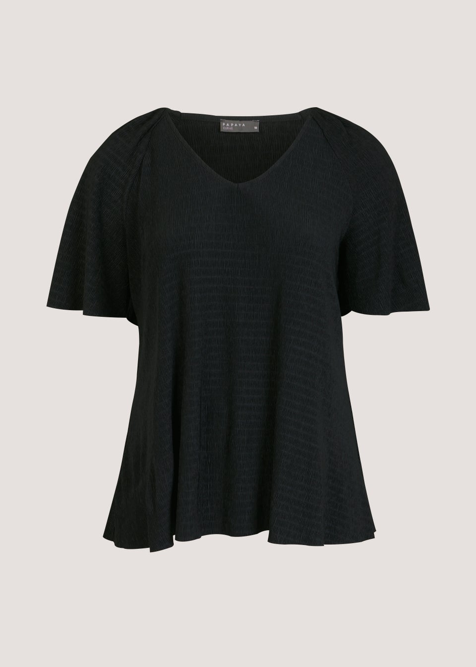 Papaya Curve Black Plisse Top