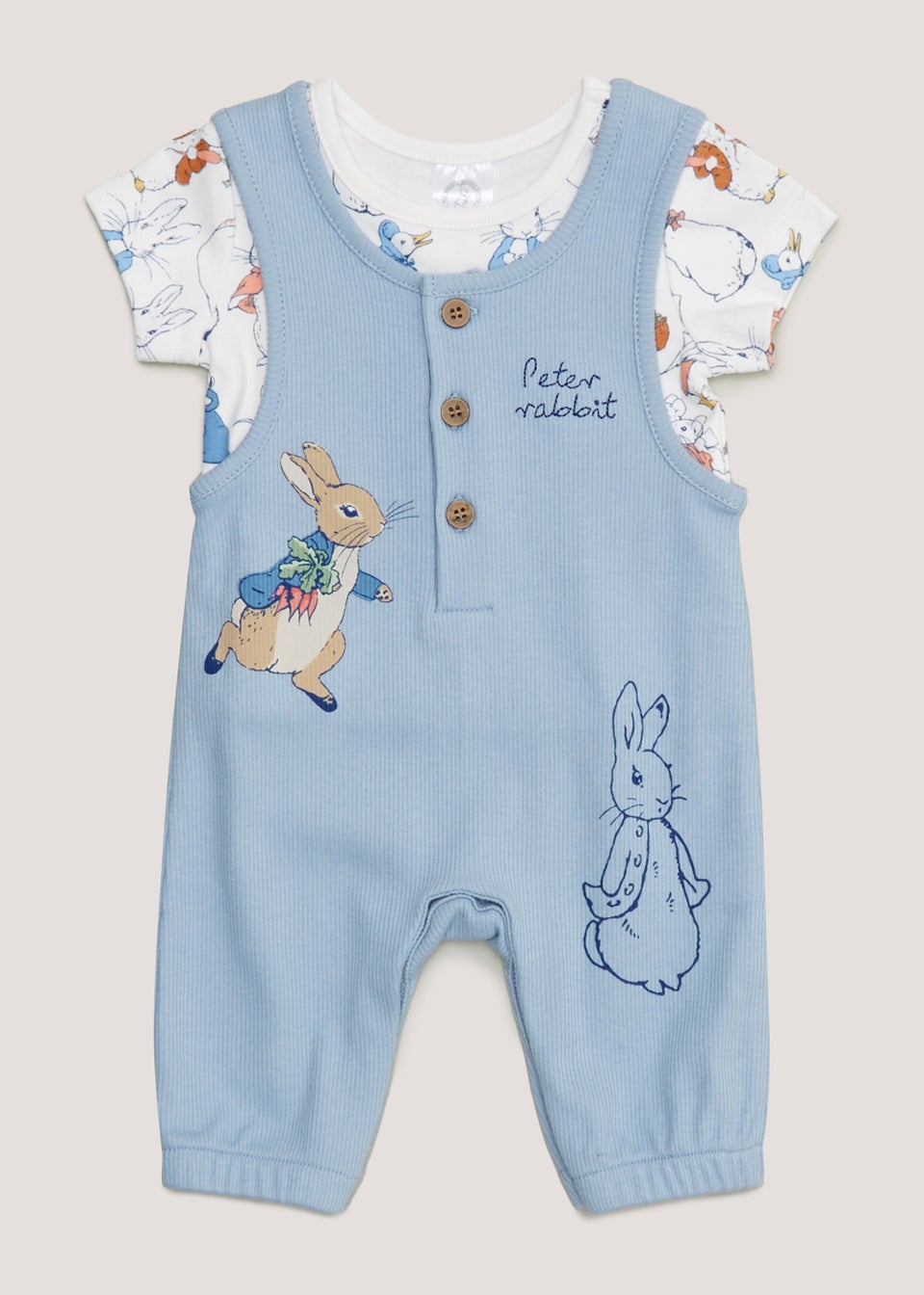 Baby Blue Peter Rabbit Dungarees & Top Set (Newborn-18mths)