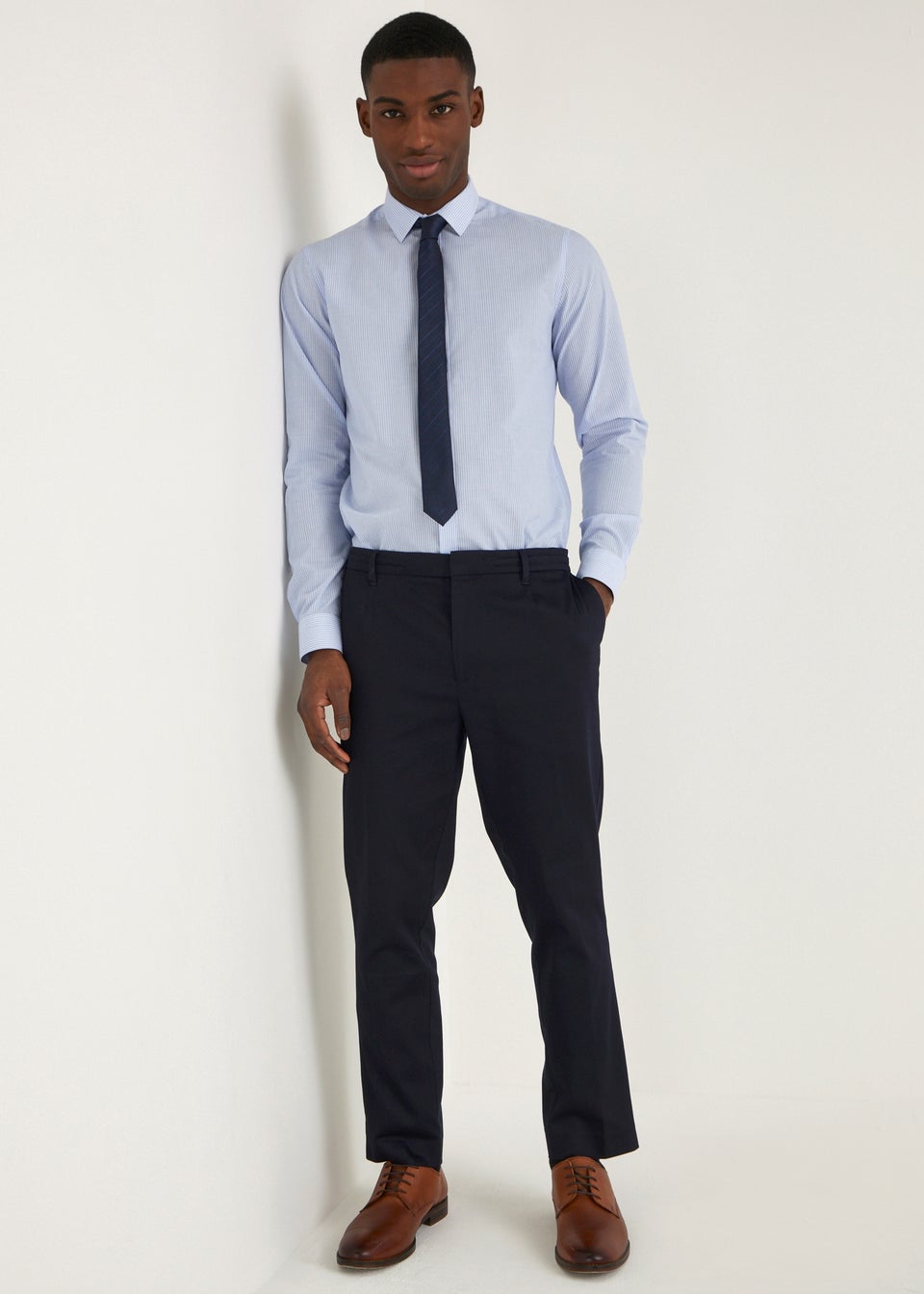 Taylor & Wright Navy Satin Slim Fit Chinos