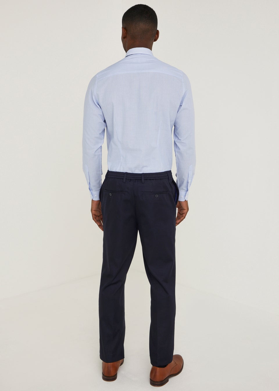 Taylor & Wright Navy Satin Slim Fit Chinos