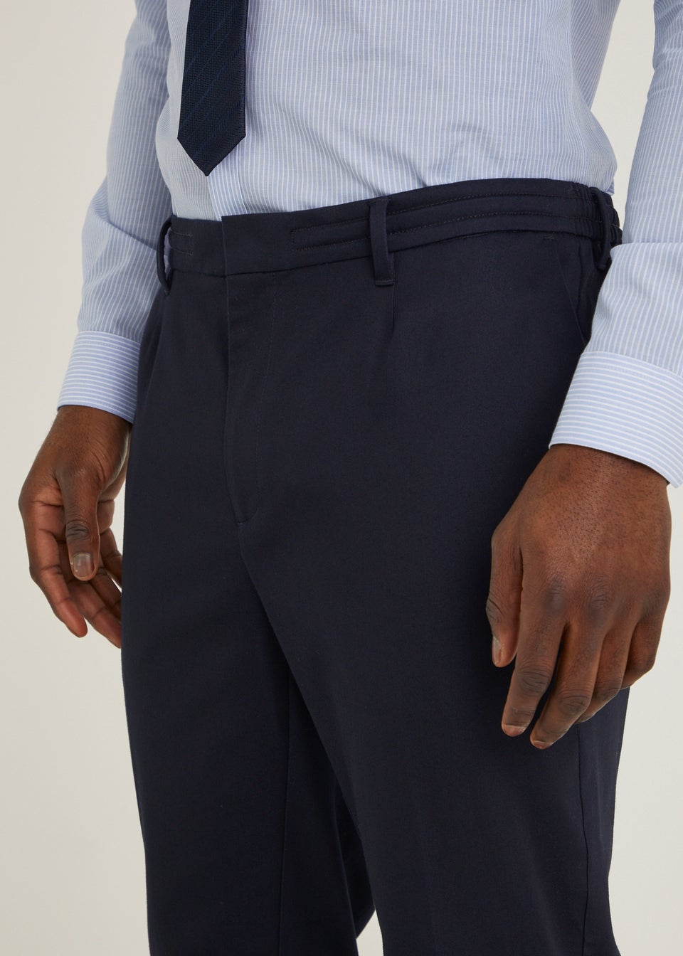 Taylor & Wright Navy Satin Slim Fit Chinos