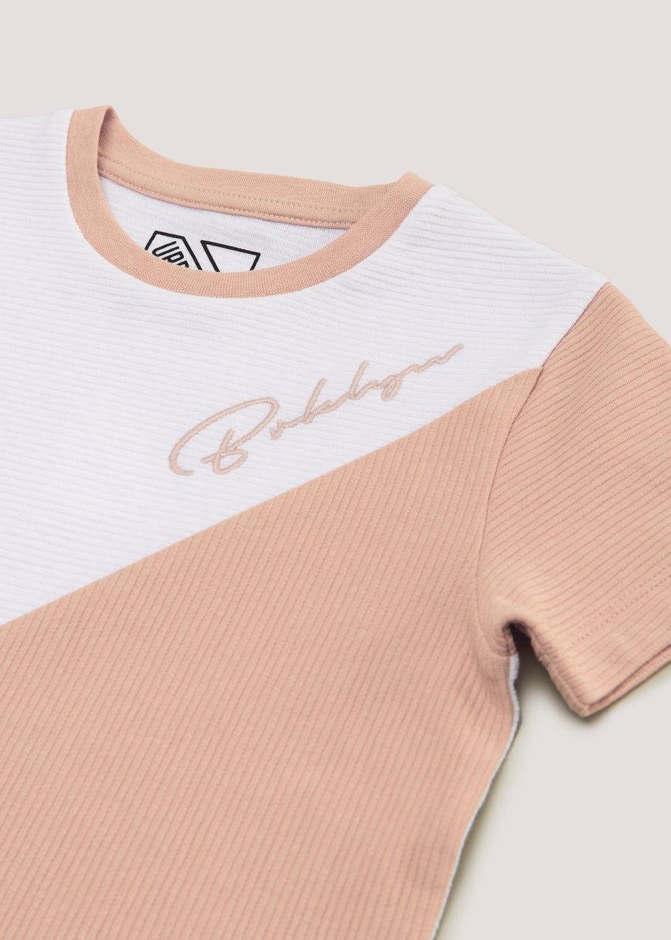 Boys Pink & White Colour Block T-Shirt (4-13yrs)