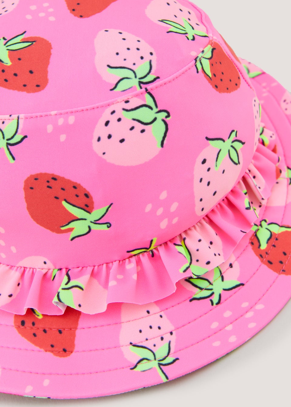 Girls Pink Strawberry Swimming Bucket Hat (6mths-6yrs)