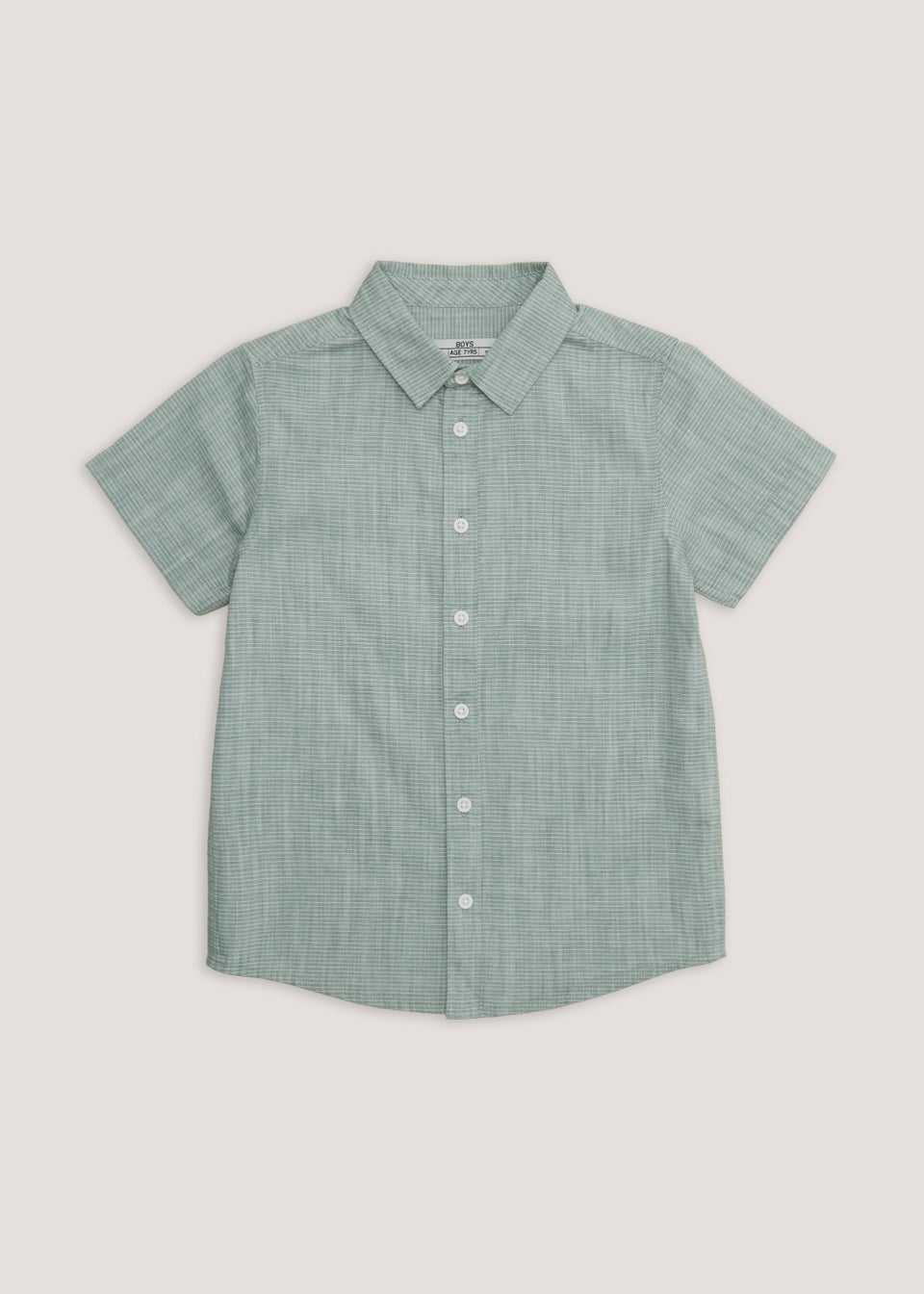 Boys Green Textured Short Sleeve Shirt (4-13yrs)