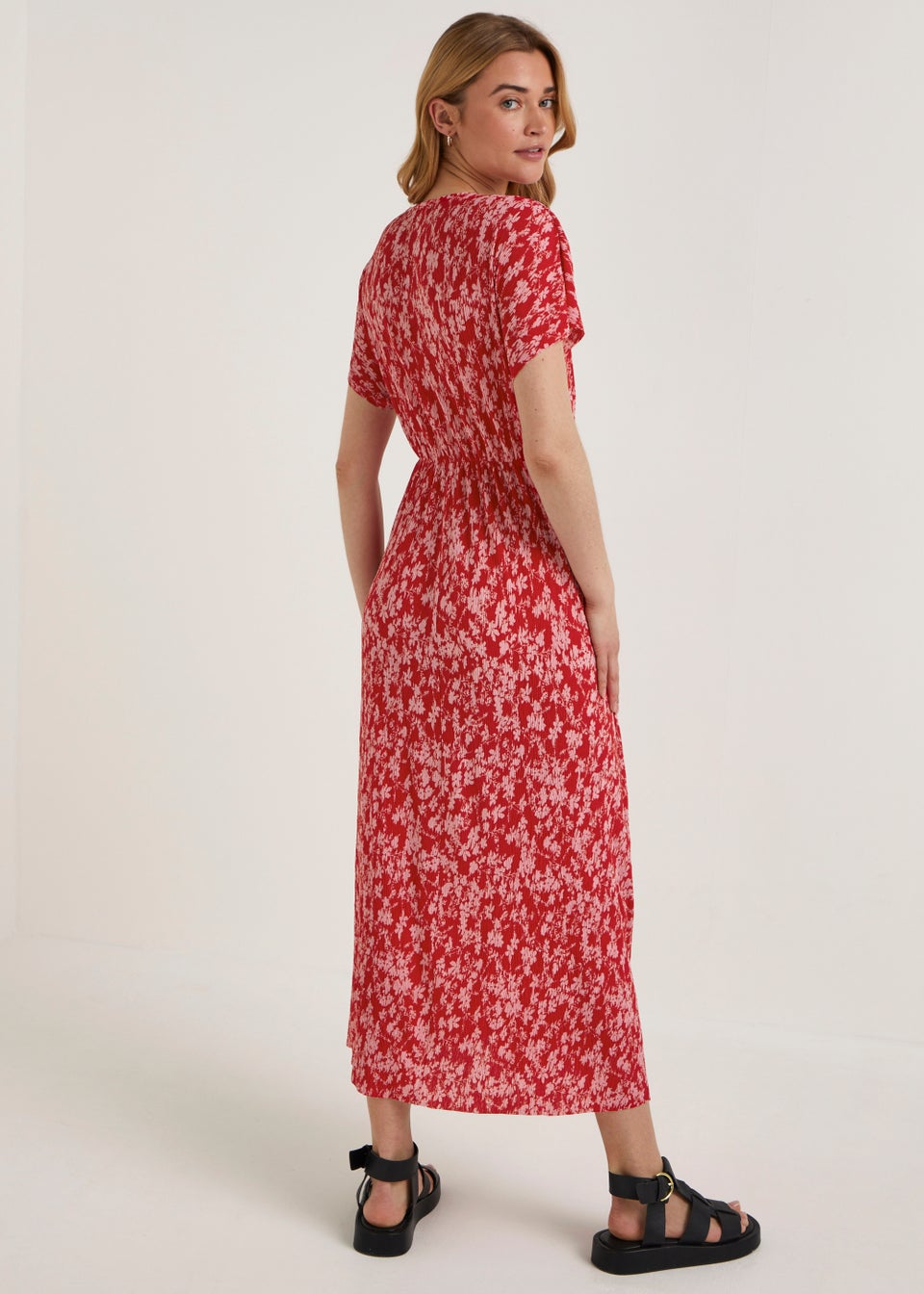 Floral jersey cheap midi dress
