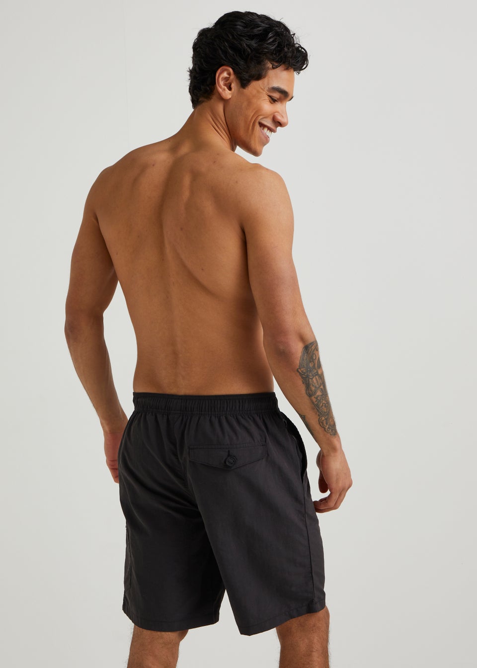 Black Essential Cargo Swim Shorts