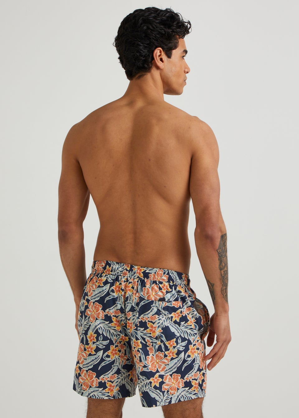 Orange Floral Print Co-Ord Swim Shorts
